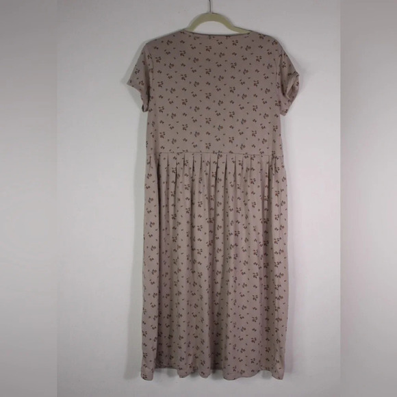 Jaju Korean Floral Tan Beige Midi Dress - Small - Picture 5 of 7